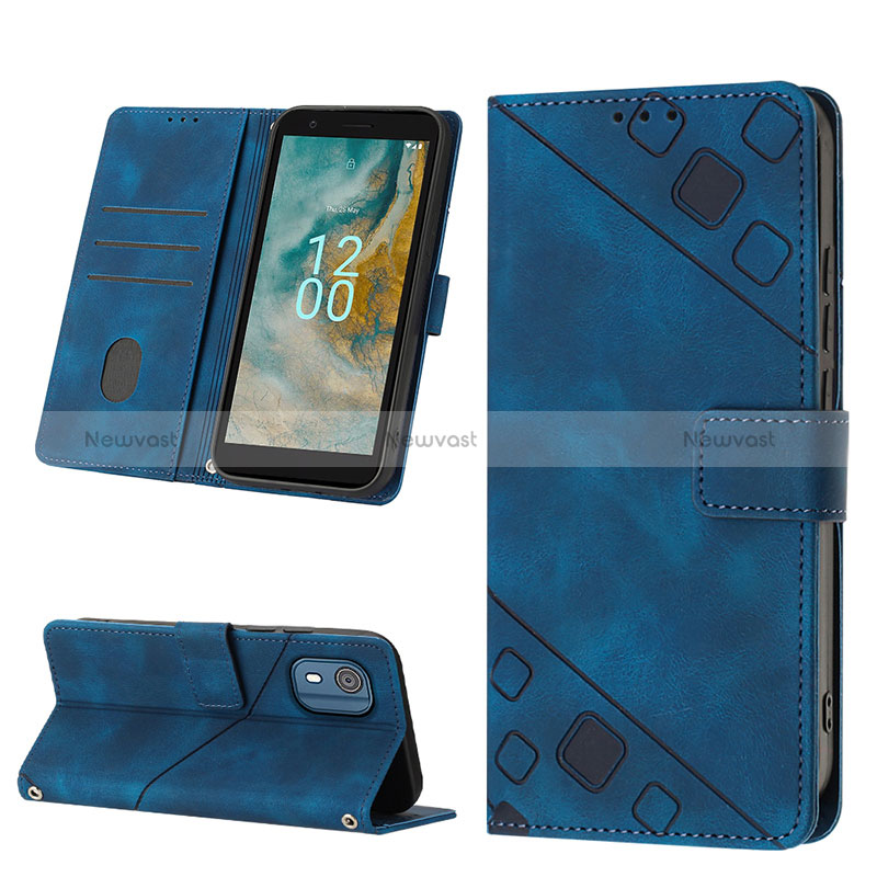 Leather Case Stands Flip Cover Holder YB4 for Nokia C02