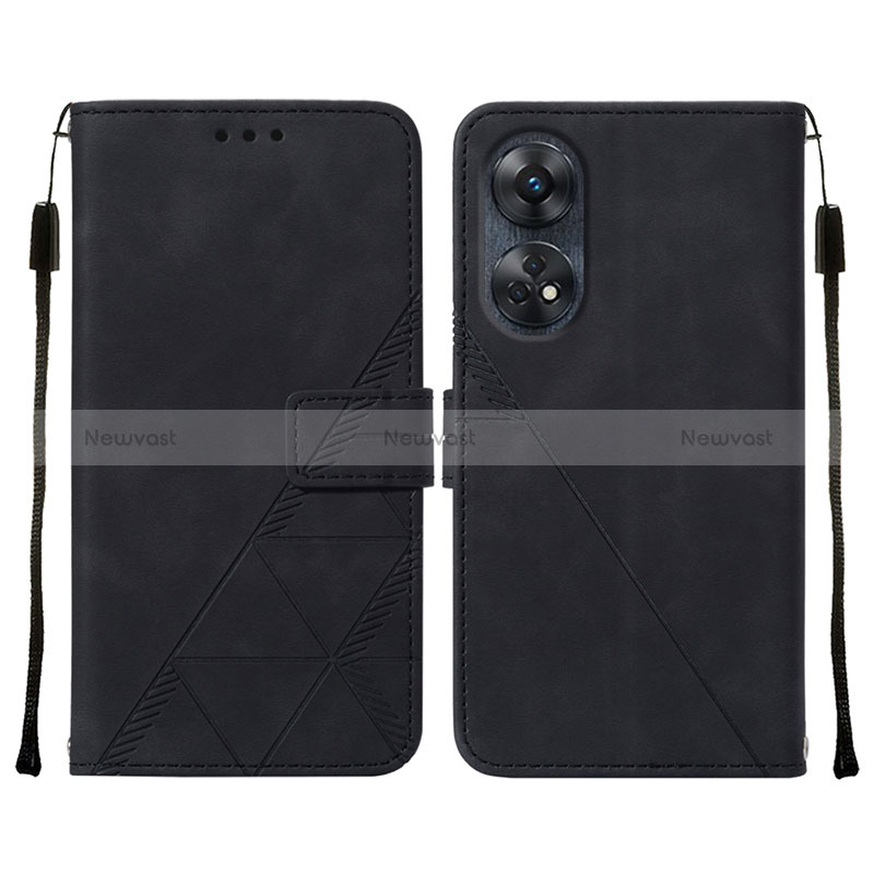 Leather Case Stands Flip Cover Holder YB4 for Oppo Reno8 T 4G Black