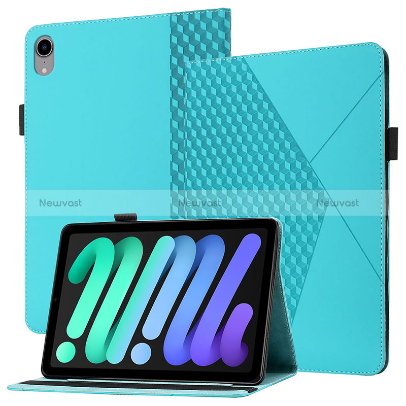 Leather Case Stands Flip Cover Holder YX1 for Apple iPad Mini 6 Mint Blue