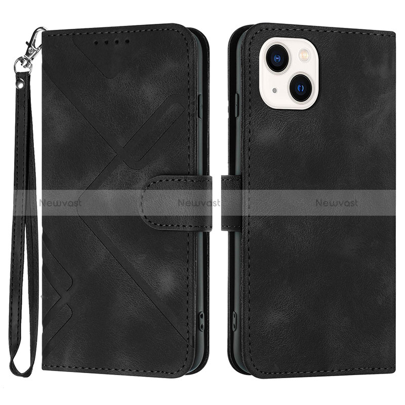 Leather Case Stands Flip Cover Holder YX1 for Apple iPhone 13 Black