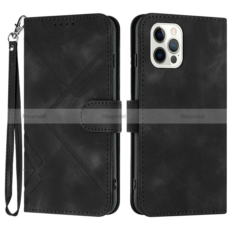 Leather Case Stands Flip Cover Holder YX1 for Apple iPhone 13 Pro Black