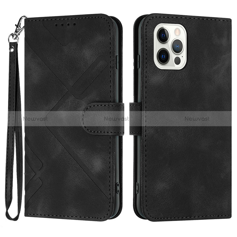 Leather Case Stands Flip Cover Holder YX1 for Apple iPhone 14 Pro Black