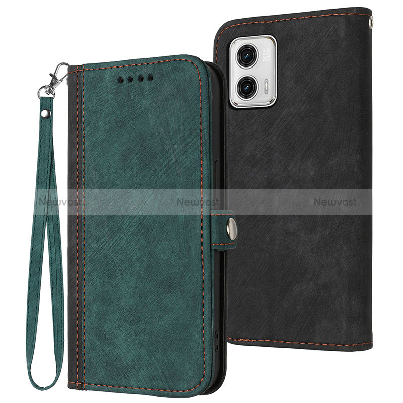 Leather Case Stands Flip Cover Holder YX1 for Motorola Moto G53j 5G Green