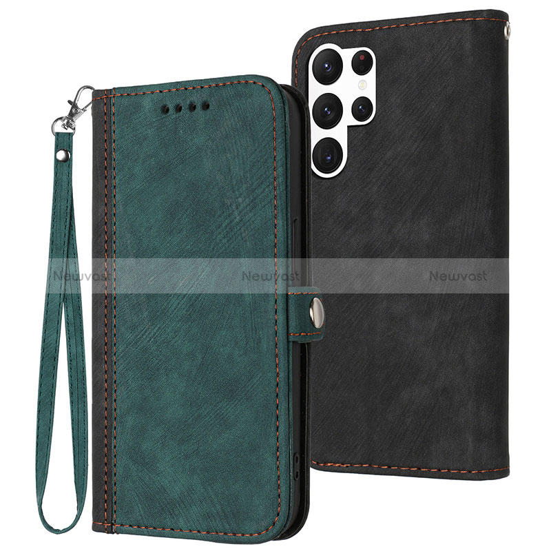 Leather Case Stands Flip Cover Holder YX1 for Samsung Galaxy S22 Ultra 5G