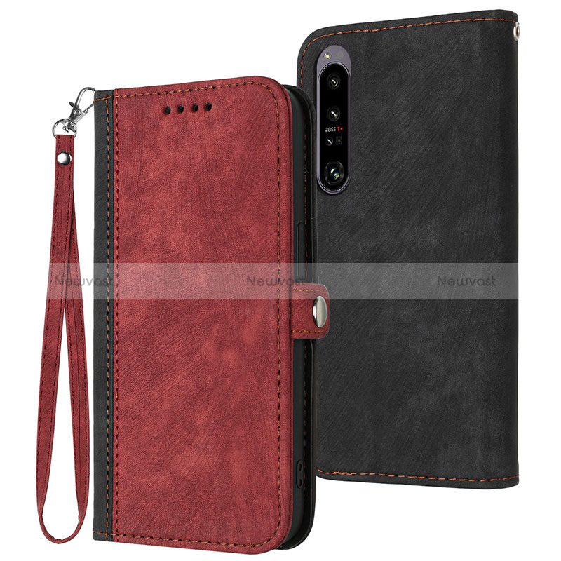 Leather Case Stands Flip Cover Holder YX1 for Sony Xperia 1 IV Red