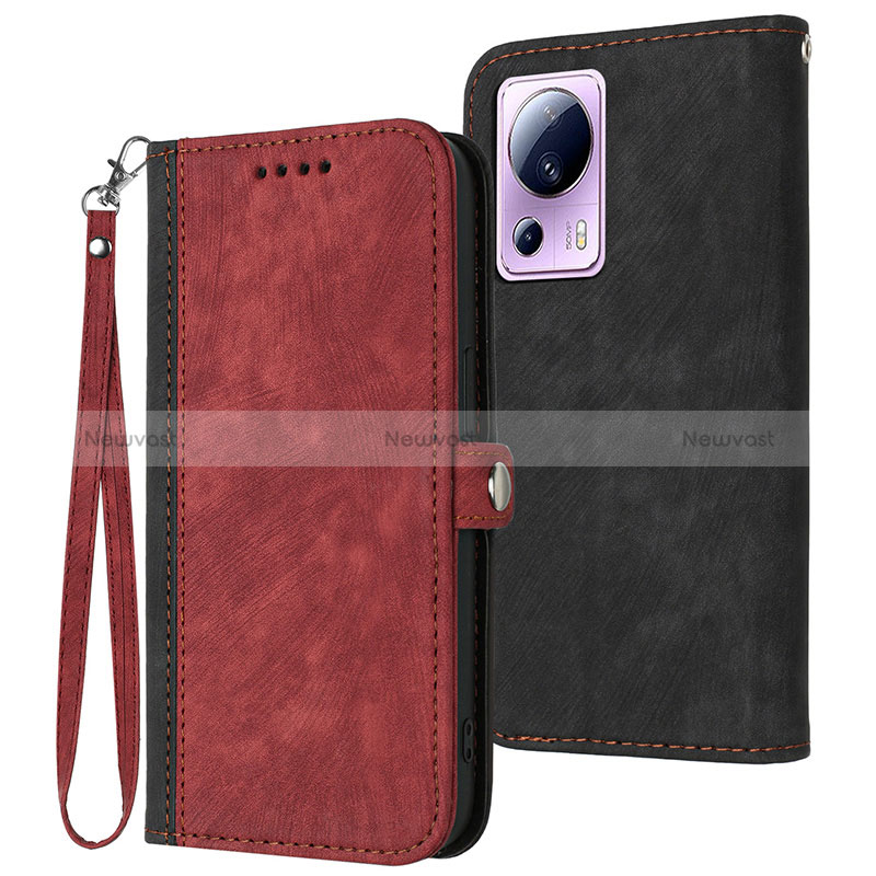 Leather Case Stands Flip Cover Holder YX1 for Xiaomi Mi 13 Lite 5G Red