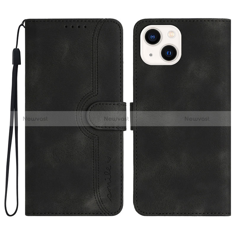 Leather Case Stands Flip Cover Holder YX2 for Apple iPhone 13 Black