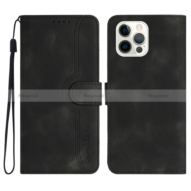 Leather Case Stands Flip Cover Holder YX2 for Apple iPhone 13 Pro Black