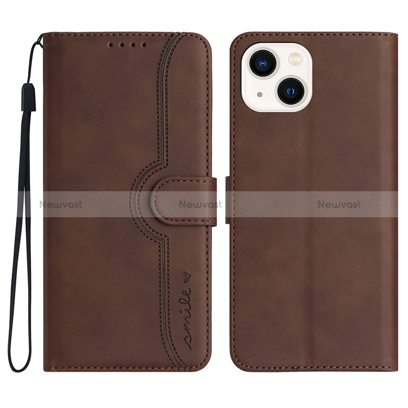 Leather Case Stands Flip Cover Holder YX2 for Apple iPhone 15