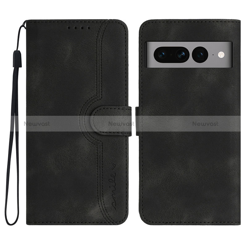 Leather Case Stands Flip Cover Holder YX2 for Google Pixel 7 Pro 5G Black