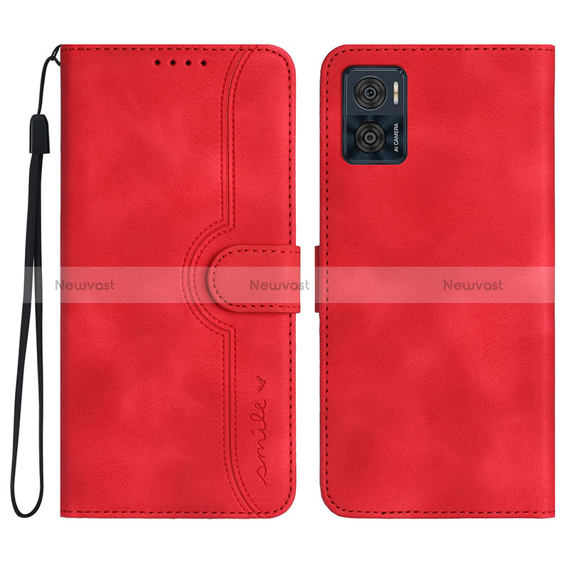 Leather Case Stands Flip Cover Holder YX2 for Motorola Moto E22i Red