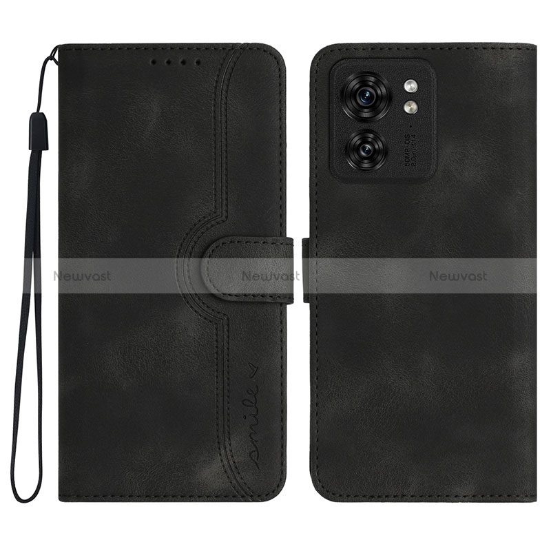 Leather Case Stands Flip Cover Holder YX2 for Motorola Moto Edge (2023) 5G Black