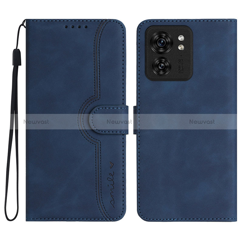 Leather Case Stands Flip Cover Holder YX2 for Motorola Moto Edge 40 5G Blue