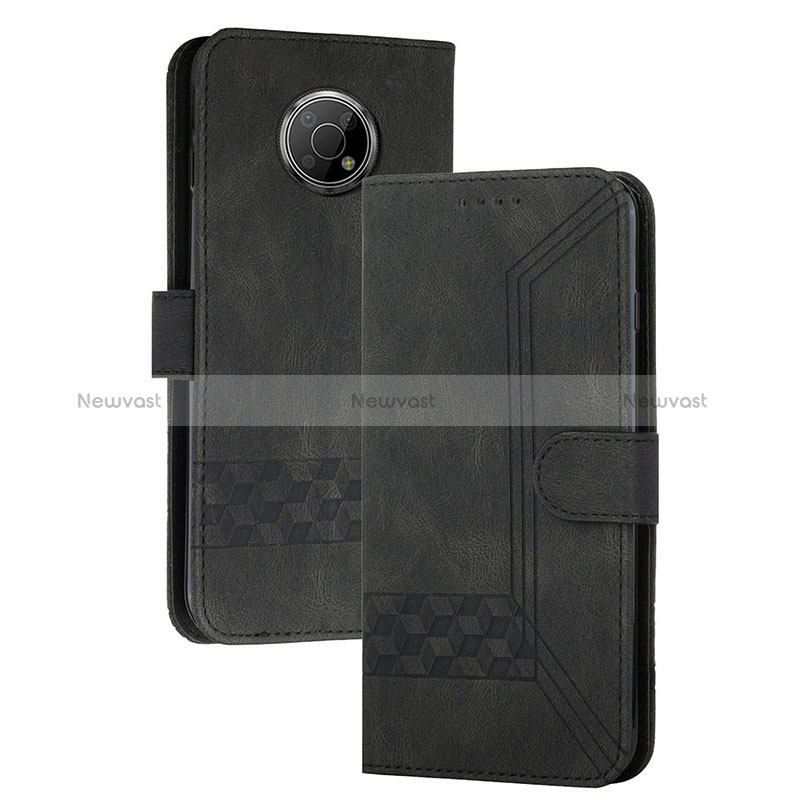 Leather Case Stands Flip Cover Holder YX2 for Nokia G20 Black