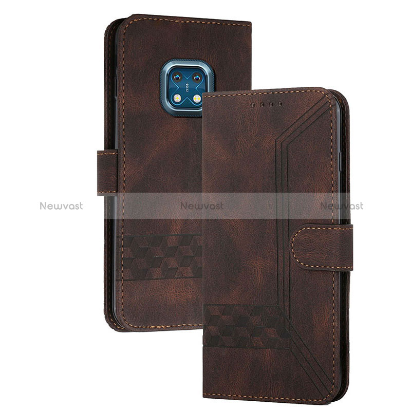 Leather Case Stands Flip Cover Holder YX2 for Nokia XR20 Brown