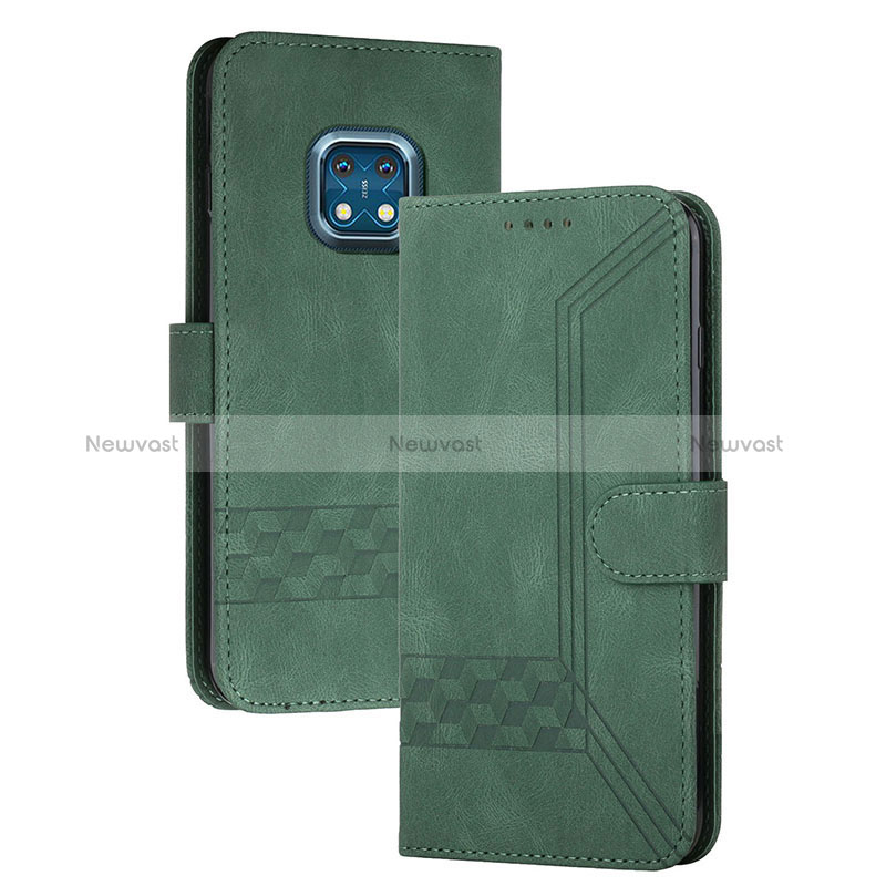 Leather Case Stands Flip Cover Holder YX2 for Nokia XR20 Green