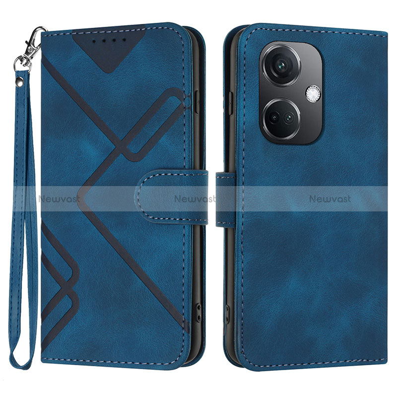 Leather Case Stands Flip Cover Holder YX2 for Oppo K11 5G Blue