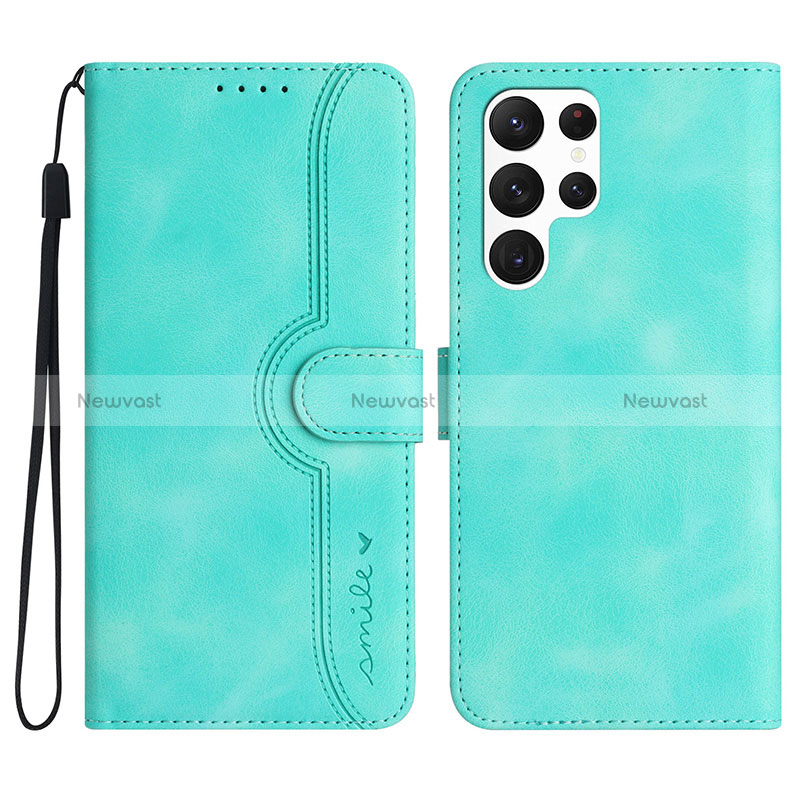 Leather Case Stands Flip Cover Holder YX2 for Samsung Galaxy S24 Ultra 5G