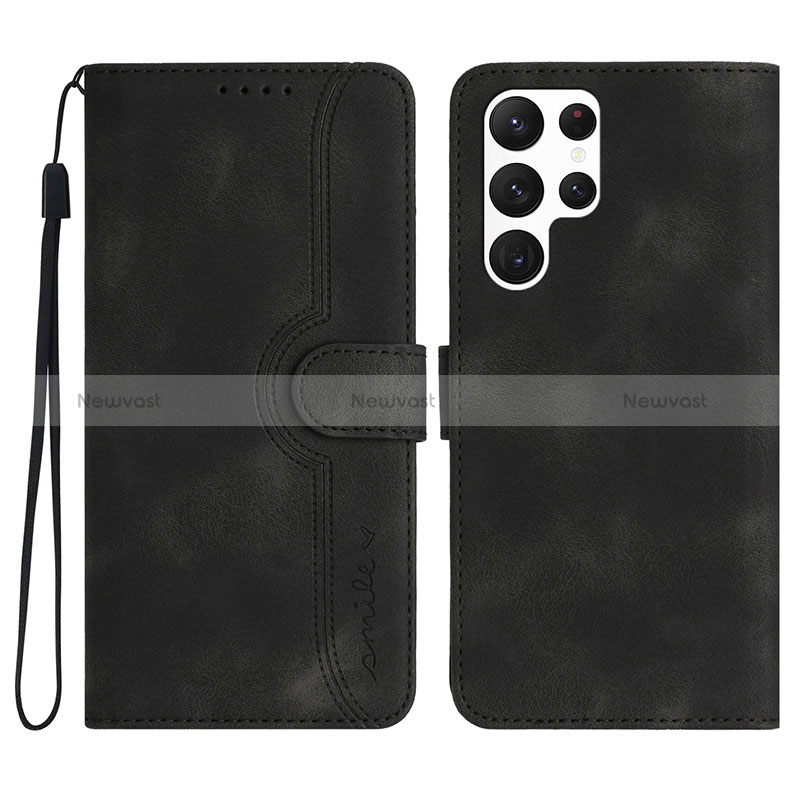 Leather Case Stands Flip Cover Holder YX2 for Samsung Galaxy S24 Ultra 5G