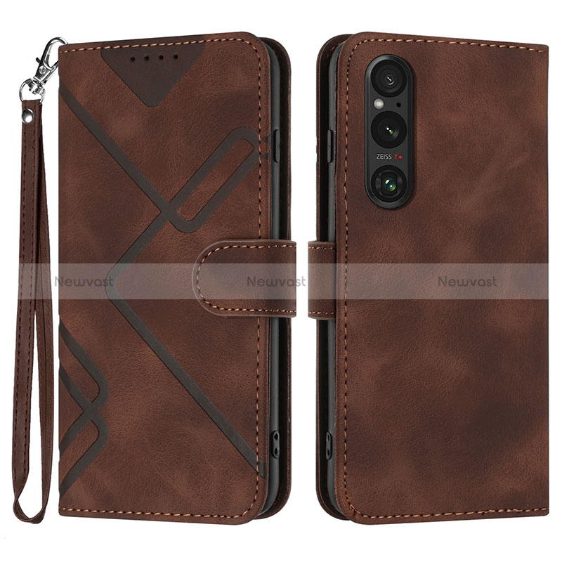 Leather Case Stands Flip Cover Holder YX2 for Sony Xperia 1 V