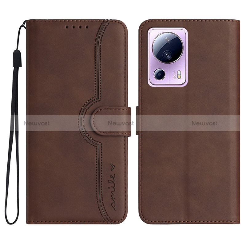 Leather Case Stands Flip Cover Holder YX2 for Xiaomi Civi 2 5G Brown