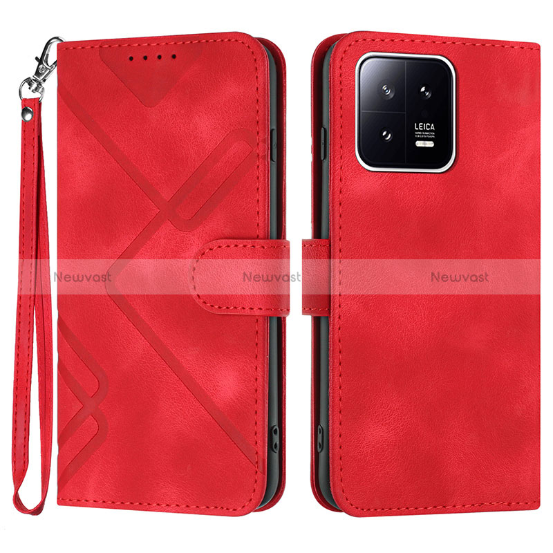 Leather Case Stands Flip Cover Holder YX2 for Xiaomi Mi 13 Pro 5G Red