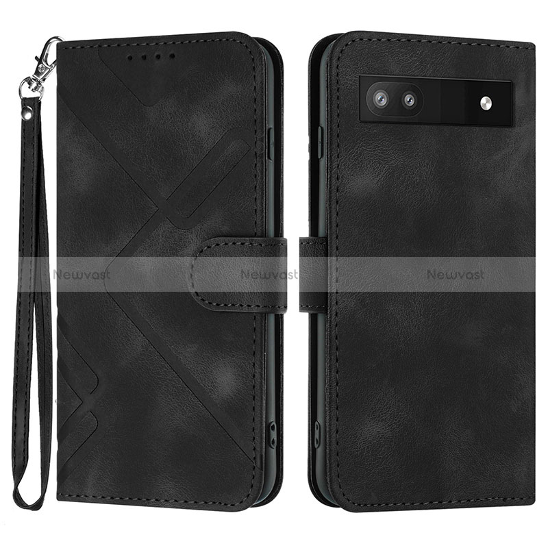 Leather Case Stands Flip Cover Holder YX3 for Google Pixel 6a 5G Black