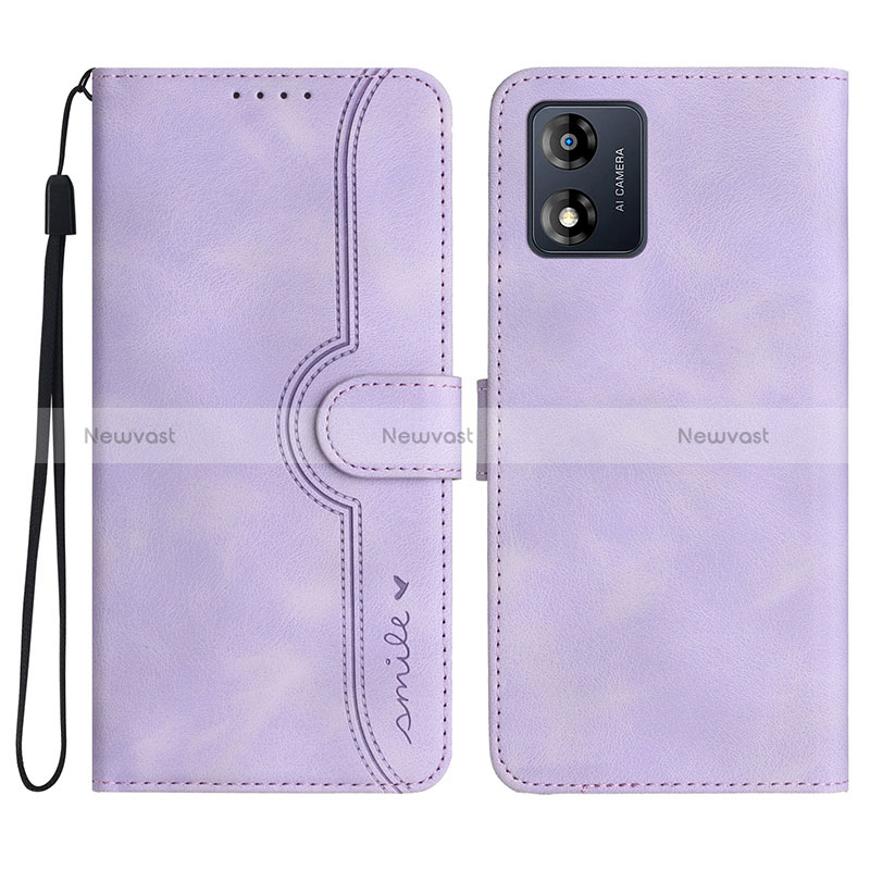 Leather Case Stands Flip Cover Holder YX3 for Motorola Moto E13 Purple