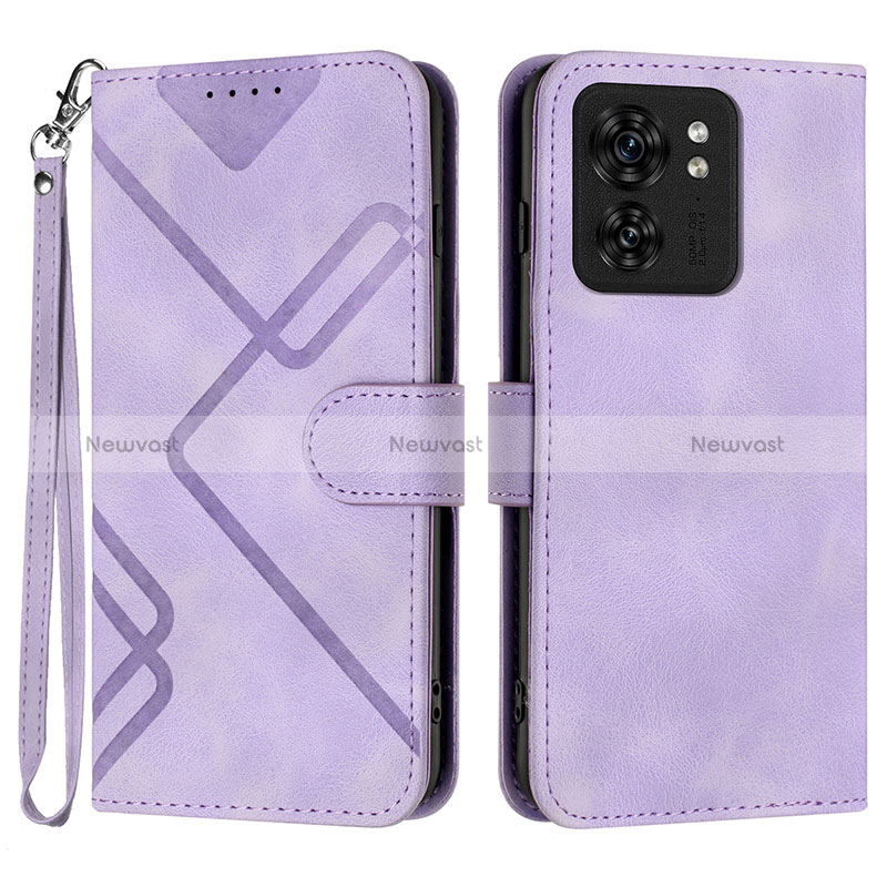Leather Case Stands Flip Cover Holder YX3 for Motorola Moto Edge (2023) 5G Purple