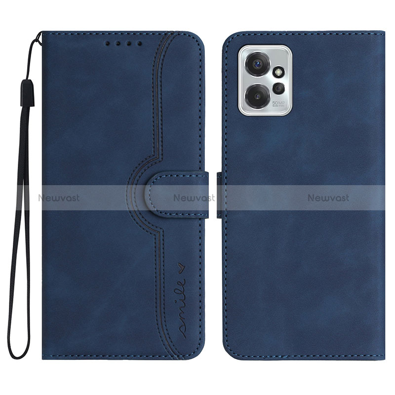 Leather Case Stands Flip Cover Holder YX3 for Motorola Moto G Power 5G (2023) Blue