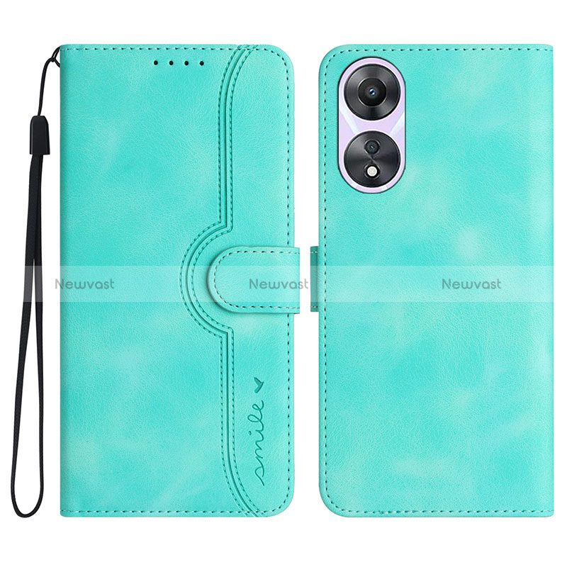 Leather Case Stands Flip Cover Holder YX3 for Oppo A18 Green