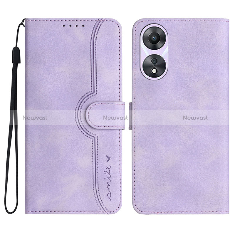 Leather Case Stands Flip Cover Holder YX3 for Oppo A18 Purple