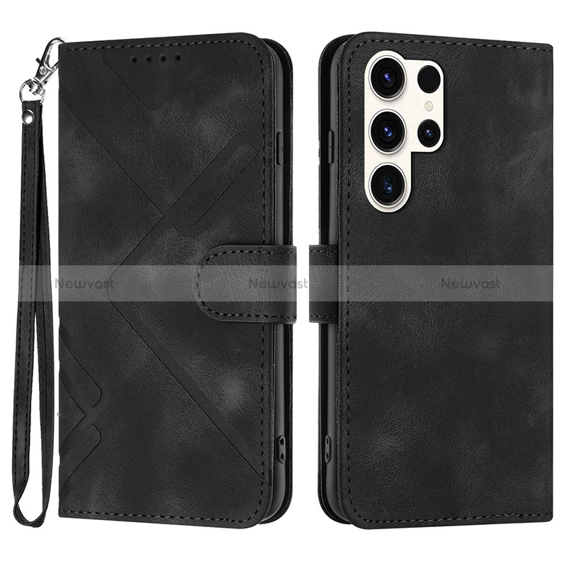 Leather Case Stands Flip Cover Holder YX3 for Samsung Galaxy S24 Ultra 5G