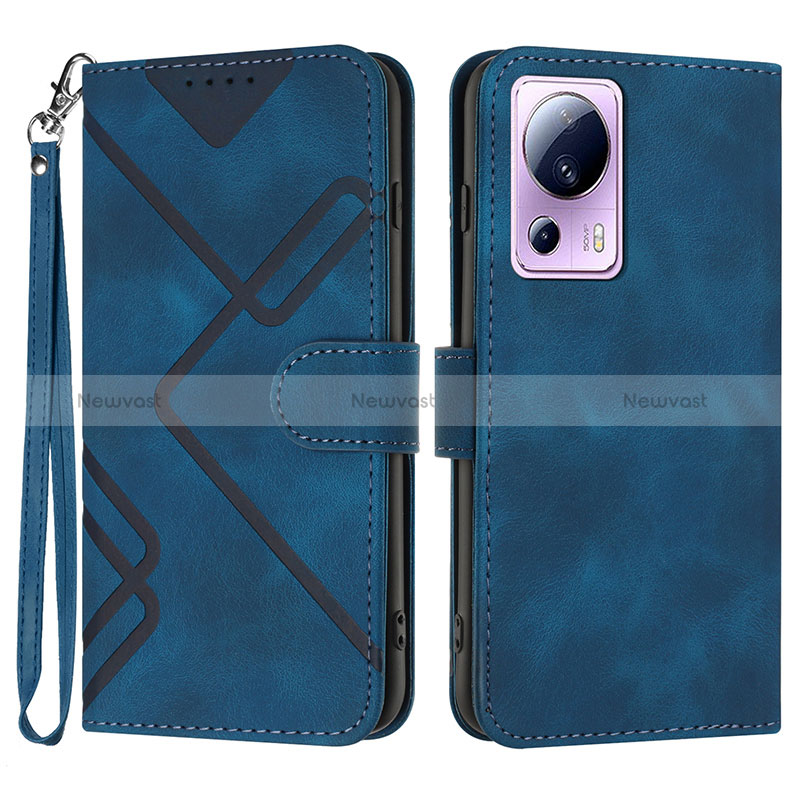 Leather Case Stands Flip Cover Holder YX3 for Xiaomi Civi 2 5G Blue