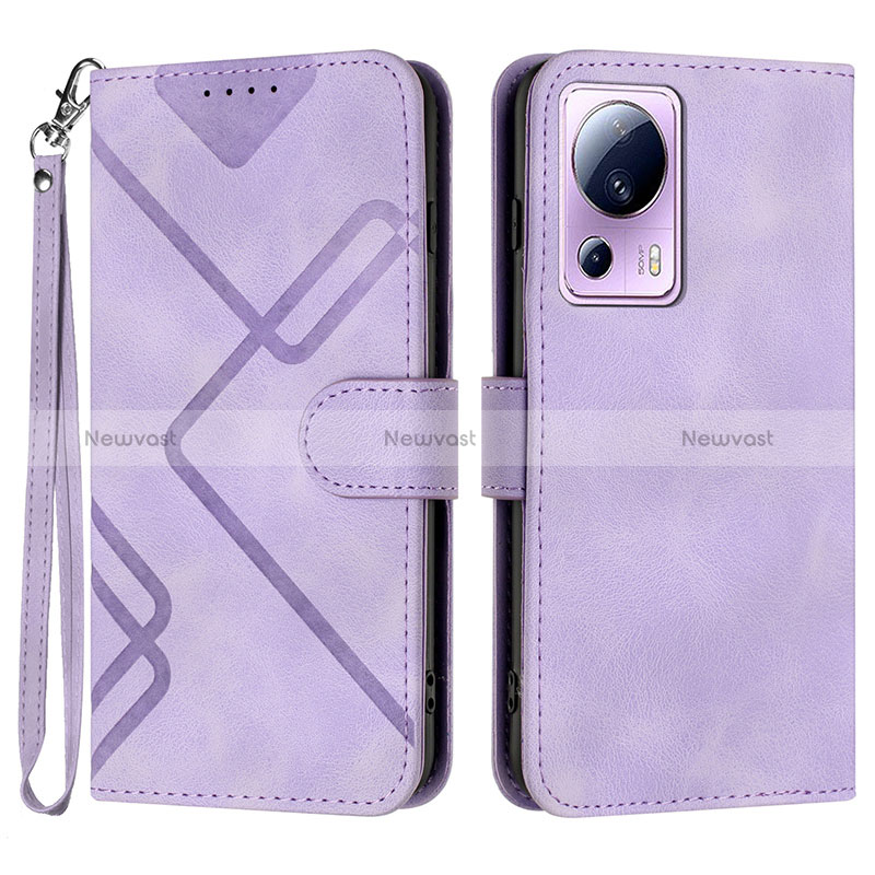 Leather Case Stands Flip Cover Holder YX3 for Xiaomi Mi 12 Lite NE 5G Purple