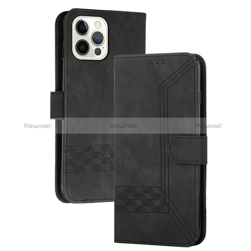Leather Case Stands Flip Cover Holder YX4 for Apple iPhone 13 Pro Max Black