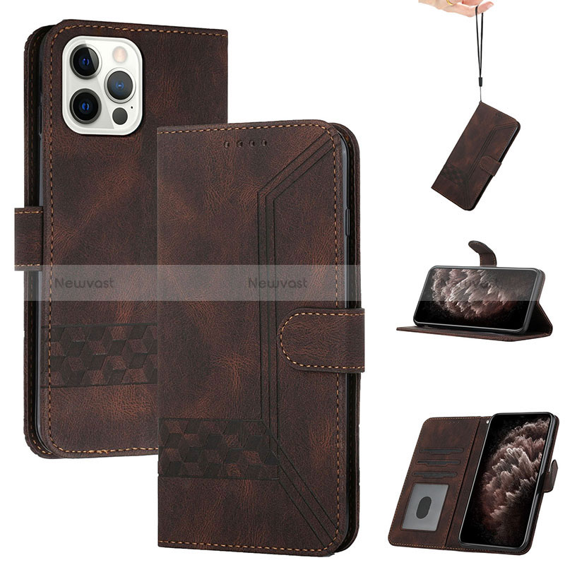 Leather Case Stands Flip Cover Holder YX4 for Apple iPhone 14 Pro