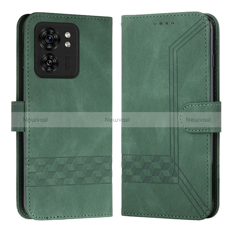 Leather Case Stands Flip Cover Holder YX4 for Motorola Moto Edge 40 5G Green