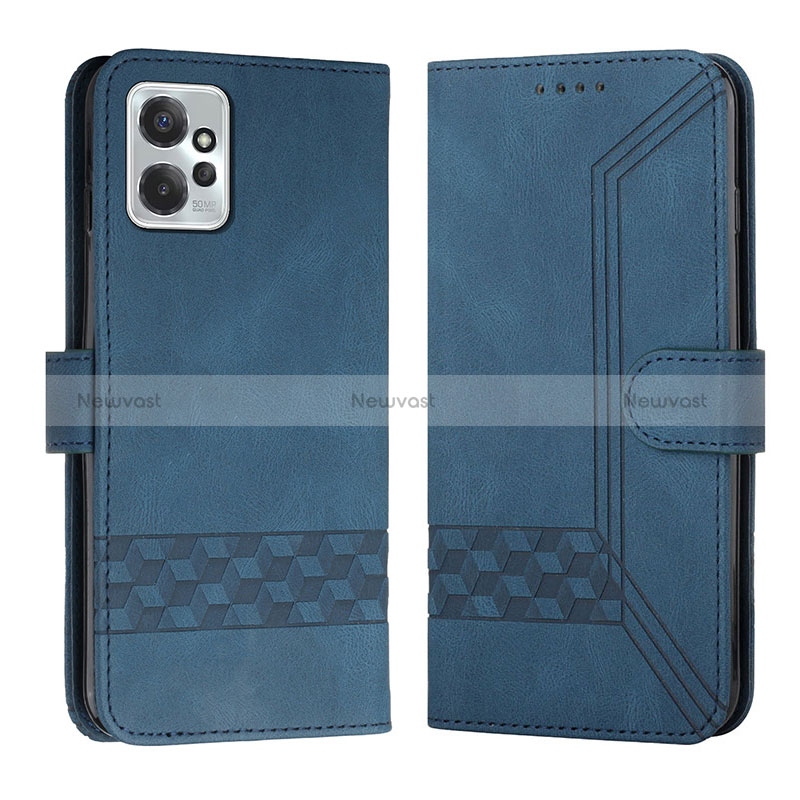 Leather Case Stands Flip Cover Holder YX4 for Motorola Moto G Power 5G (2023) Blue