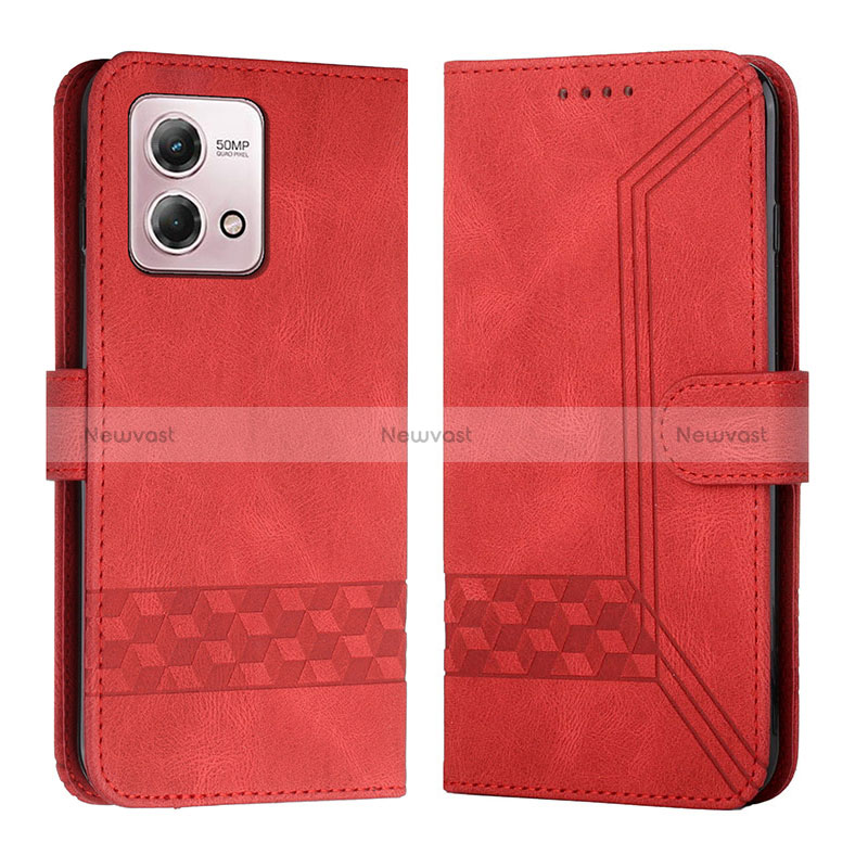 Leather Case Stands Flip Cover Holder YX4 for Motorola Moto G Stylus (2023) 4G Red