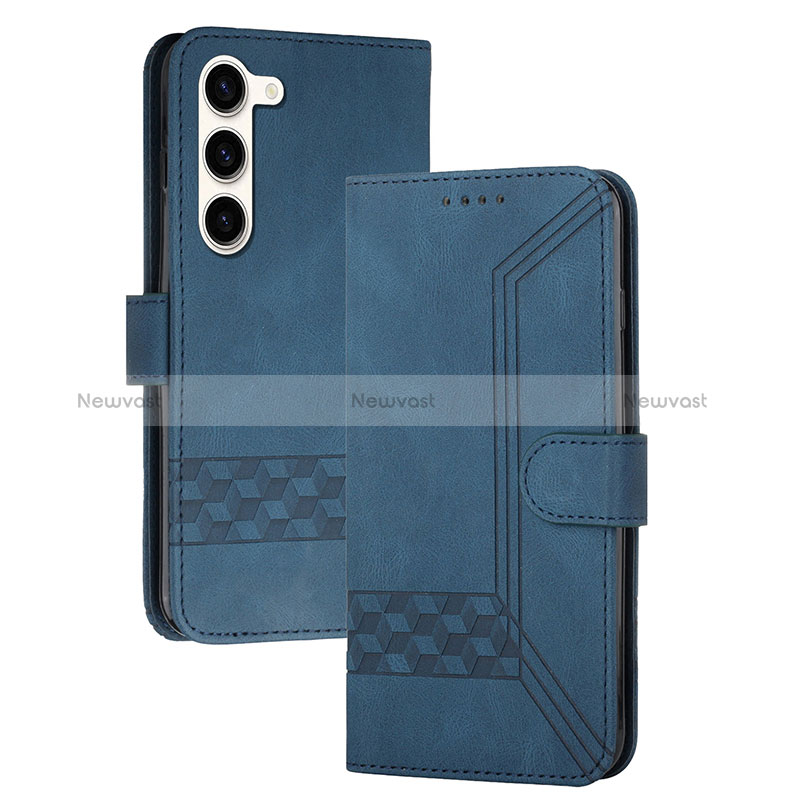 Leather Case Stands Flip Cover Holder YX4 for Samsung Galaxy S24 5G Blue