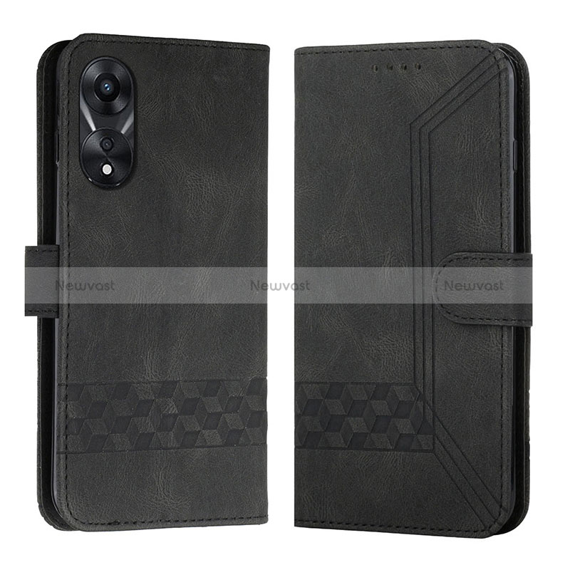 Leather Case Stands Flip Cover Holder YX5 for Oppo A38 Black