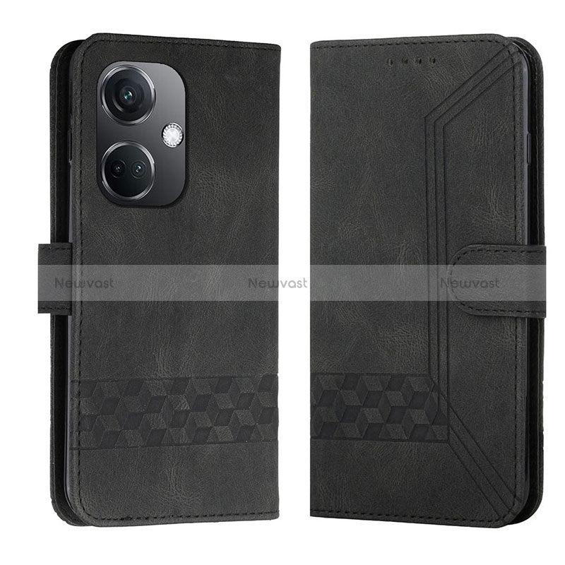 Leather Case Stands Flip Cover Holder YX5 for Oppo K11 5G Black