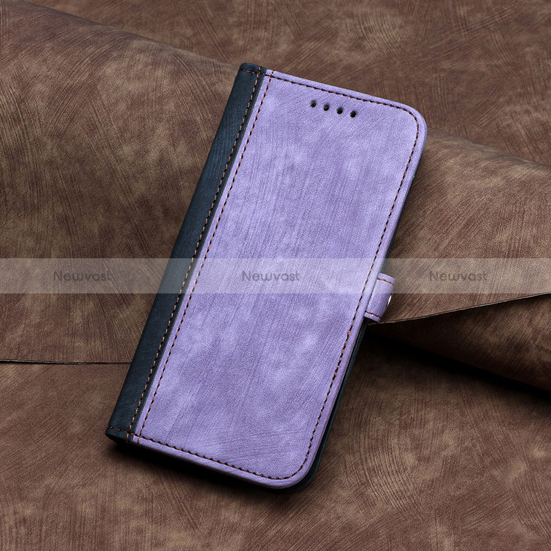 Leather Case Stands Flip Cover Holder YX5 for Samsung Galaxy S23 5G Purple