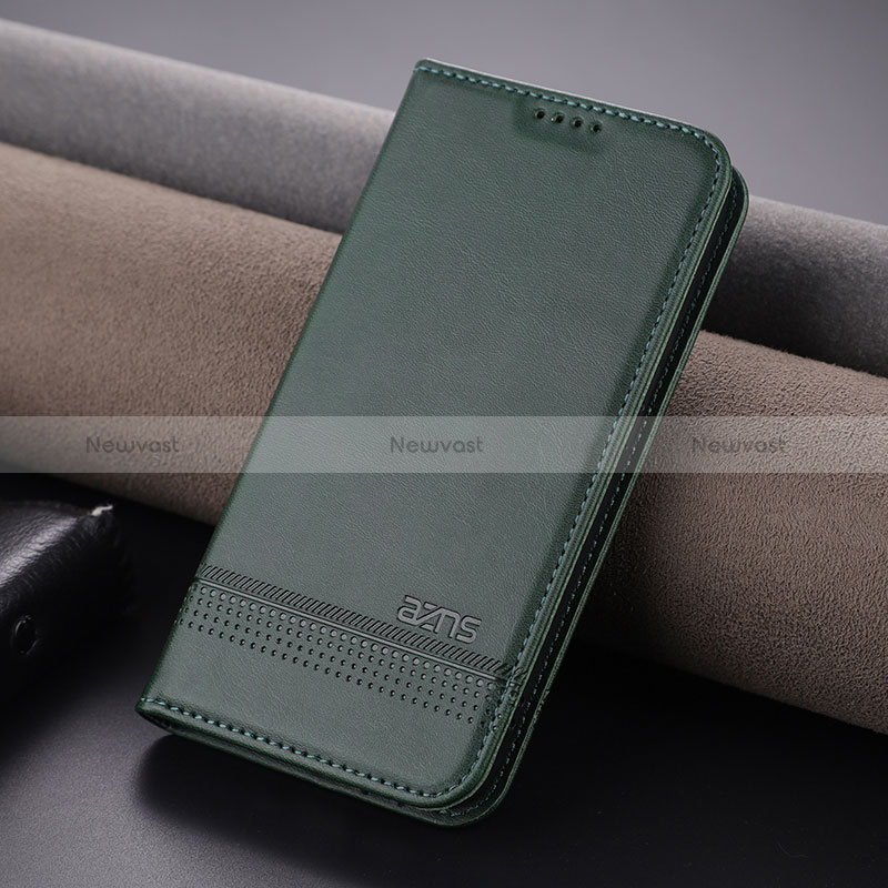 Leather Case Stands Flip Cover Holder YZ1 for Apple iPhone 14 Pro Max Green