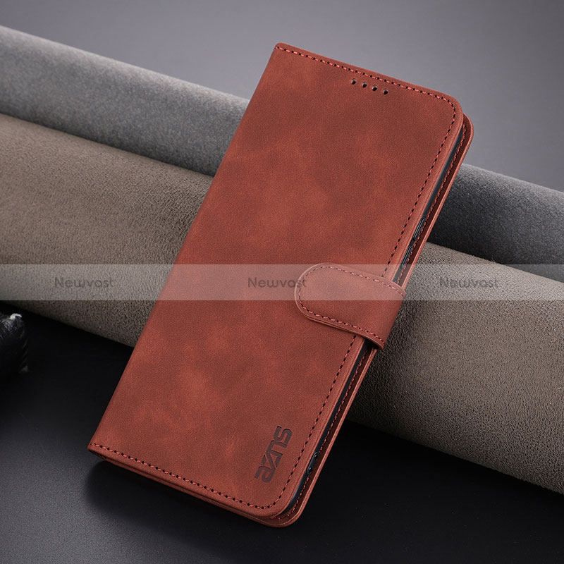 Leather Case Stands Flip Cover Holder YZ1 for Huawei Honor 80 Pro 5G Brown