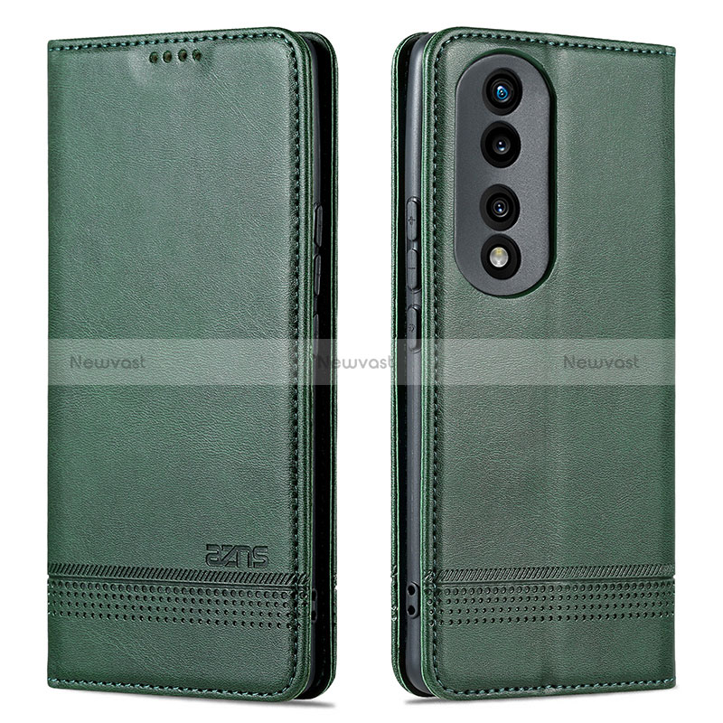 Leather Case Stands Flip Cover Holder YZ1 for Huawei Honor 90 5G Green