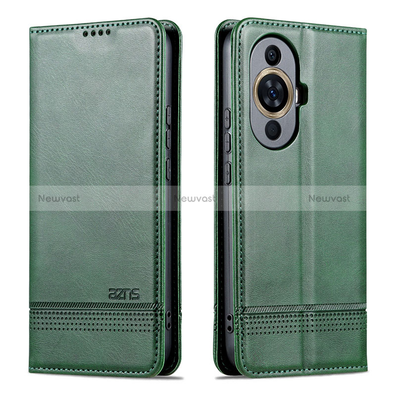 Leather Case Stands Flip Cover Holder YZ1 for Huawei Nova 11 Ultra Green