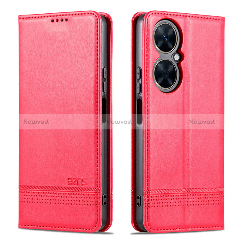 Leather Case Stands Flip Cover Holder YZ1 for Huawei Nova 11i Hot Pink