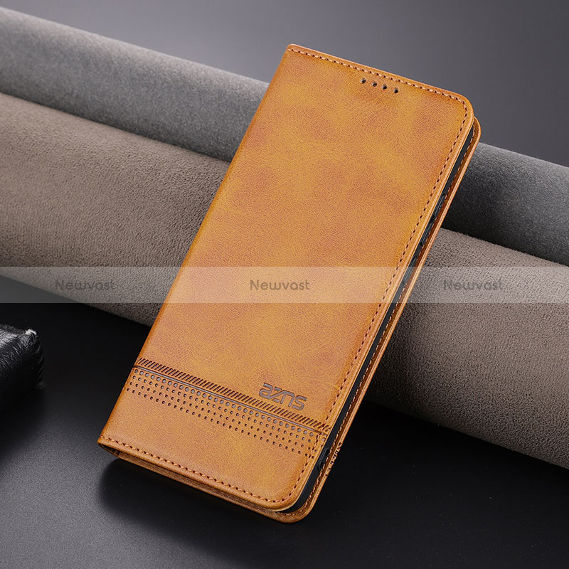 Leather Case Stands Flip Cover Holder YZ1 for OnePlus Nord CE 3 5G Light Brown